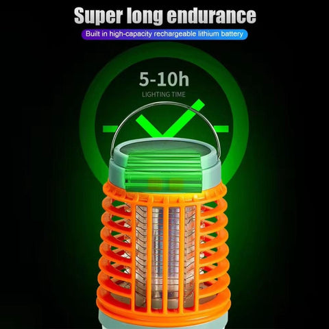 E-SMARTER W890-1 Solar LED Electric Shock Mosquito Light Outdoor USB Rechargeable Lighting Mosquito Trap, Orange, Blue