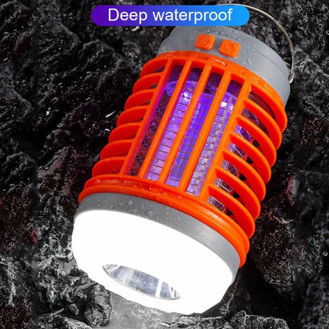 E-SMARTER W890-1 Solar LED Electric Shock Mosquito Light Outdoor USB Rechargeable Lighting Mosquito Trap, Orange, Blue