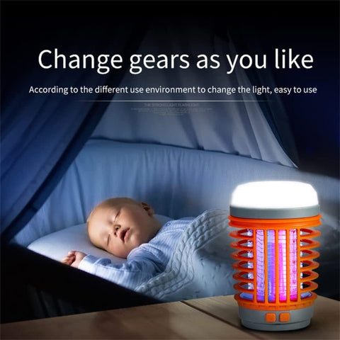 E-SMARTER W890-1 Solar LED Electric Shock Mosquito Light Outdoor USB Rechargeable Lighting Mosquito Trap, Orange, Blue