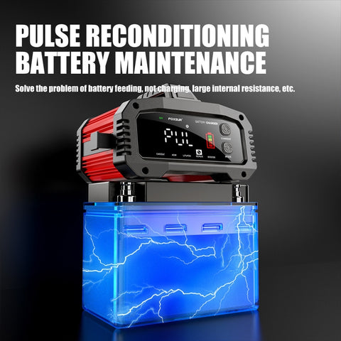 FOXSUR 25A 12V/24V Portable High-Power Car Ship Motorcycle Charger, US Plug, EU Plug, UK Plug, AU Plug, JP Plug