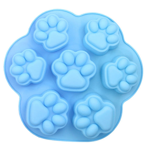 7 Cells Small and Large Cat Paw Silicone Cake Mould Cartoon DIY Handmade Essential Oil Soap Moulds, Pink, Light Blue