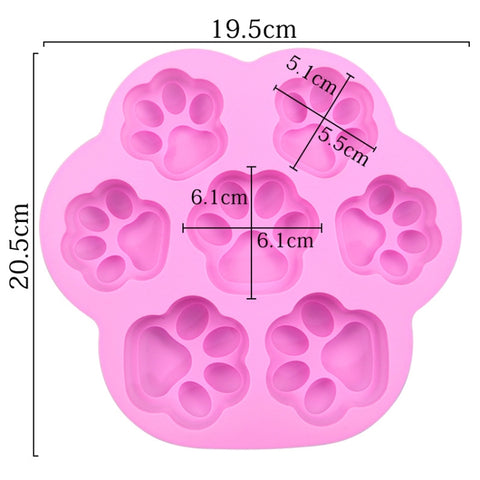 7 Cells Small and Large Cat Paw Silicone Cake Mould Cartoon DIY Handmade Essential Oil Soap Moulds, Pink, Light Blue