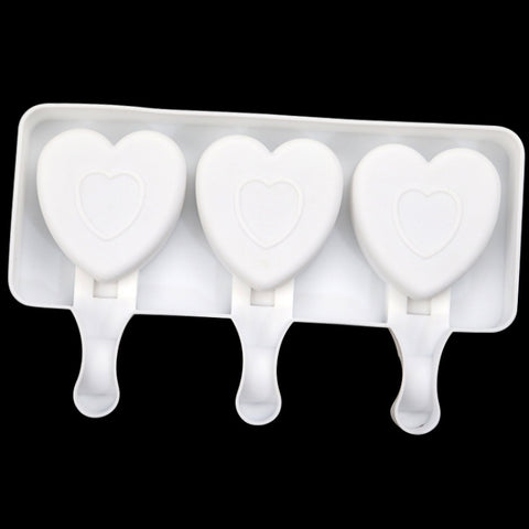 3 Grids Heart Shape Ice Cream Model DIY Pudding Mold Without Stick, 3 Grids Heart