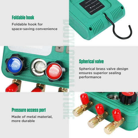 DUOYI DY523 Automotive Vacuum Pressure Gauge Liquid Charge Fluorine Repair Electronic Refrigerant Meter, 2pcs / Set, 11pcs / Set
