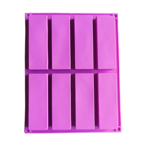 8 Grids Rectangular Silicone Handmade Soap Mould DIY Aromatherapy Mould, Light Blue, Purple, Pink