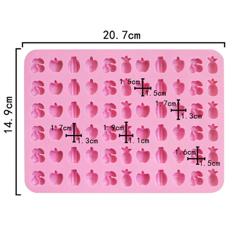 66 Grids Fruit Silicone Fudge Molds Mini Candy Molds, 66 Grids Fruit