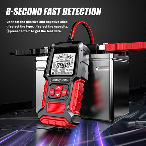 FOXSUR Automobile Motorcycle Battery Voltage Capacity Tester, Red