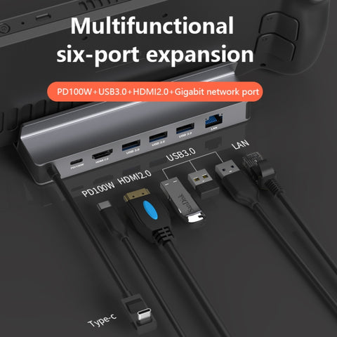 For Steam Deck/ROG Blueendless DS601 Type-C Game Console Base HUB Docking Station, 6-in-1 DS601