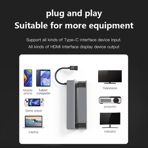 For Steam Deck/ROG Blueendless DS601 Type-C Game Console Base HUB Docking Station, 6-in-1 DS601