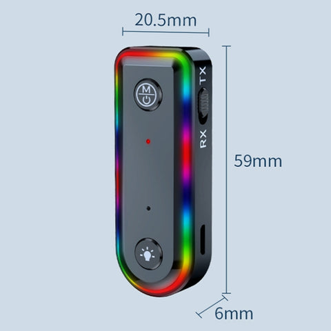 Q3 2-in-1 RGB Light Bluetooth Audio Receiver Launcher Car Audio Adapter, Q3