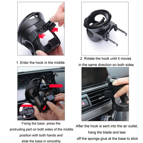 Car Cup Holder Air Conditioner Outlet Multifunctional Storage Rack, Black Red LED Light, Black Silver LED Light, Black Red Ordinary, Black Silver Ordinary
