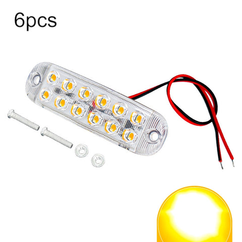 6pcs 12-Bead LED Flashing Warning Lights Motorcycle RV Signal Lights, White Light, Yellow Light, Red Light, Blue Light, Green Light