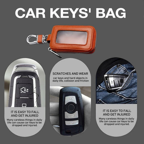 Car Remote Control Universal Visible Zipper Key Case, Royal Blue, Claret, Yellow, Black