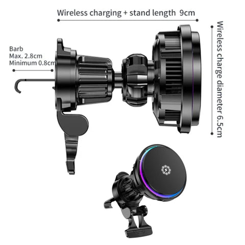 15W Car Wireless Charger Semiconductor Heat Dissipation Mobile Phone Holder RGB Light, X82