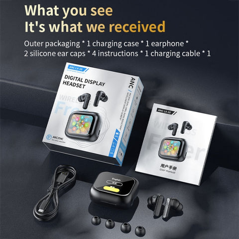 LX-10 Full-Color Touch Screen ANC+ENC Dual Noise Reduction In-Ear Wireless Bluetooth Earphone