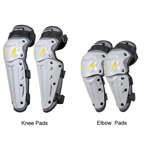 SULAITE Motorcycle Outdoor Riding Breathable Protective Equipment, 2pcs /Set Knee Pads Gray, 4pcs /Set Knee Elbow Pads Gray, 2pcs /Set Elbow Pads Gray