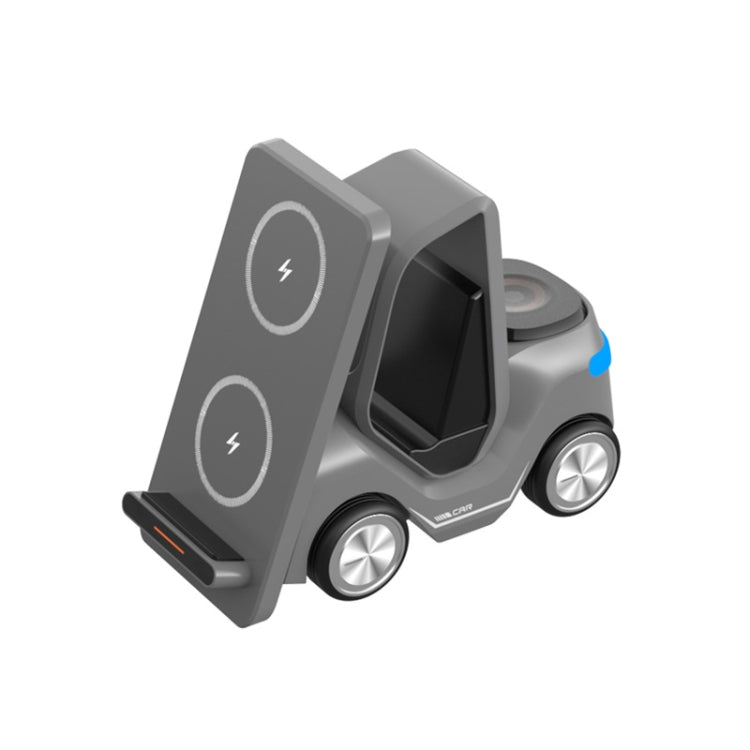 T20S 3-In-1 15W Small Forklift-Shaped Desktop Wireless Charger With LED Atmosphere Light