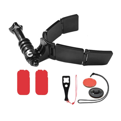 TUYU Motorcycle Integrated Hinged Helmet Chin Sports Camera Mounting Bracket, With 2 Stickers, With 4 Stickers