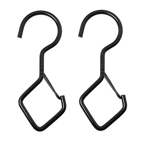 2pcs Household S Hooks For Hanging Metal Windproof Hooks With Safety Buckle, Black, White