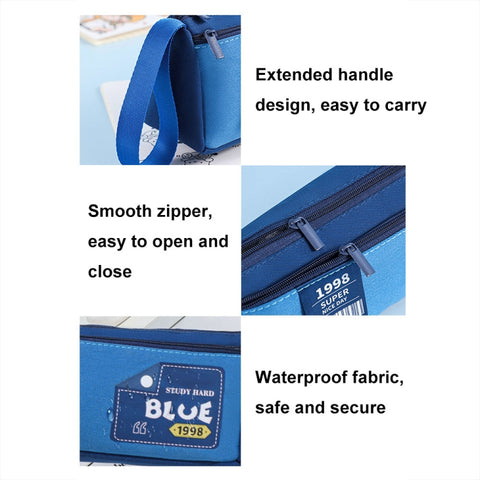 Retro Triangle Design Double-layer Handheld Pencil Case Student Stationery Bag
