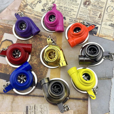 Car Tuning Accessories Turbo Keychain Decorative Pendant, Large Black, Large Gold, Large Bronze, Small Black, Small Gold, Small Green Antique