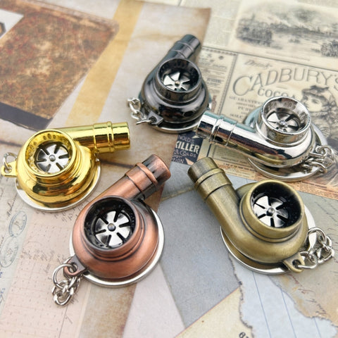 Car Tuning Accessories Turbo Keychain Decorative Pendant, Large Black, Large Gold, Large Bronze, Small Black, Small Gold, Small Green Antique