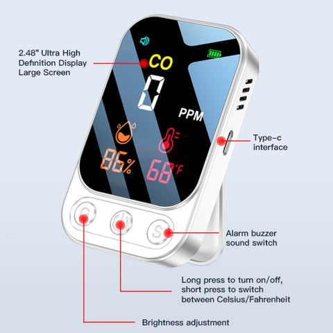 3 In 1 Multifunctional Portable Carbon Monoxide Detector
