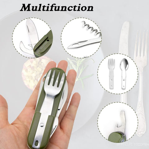 SY-FT008 7-in-1 Multifunctional Outdoor Camping Portable Folding Tableware Combination