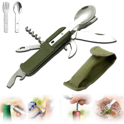 SY-FT008 7-in-1 Multifunctional Outdoor Camping Portable Folding Tableware Combination