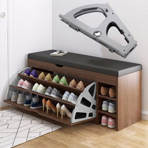 1pair Concealed Shoe Rack Cold Rolled Steel Flap Mounting Fittings, Single Layer Black, Single Layer Gray, Double Layer Black, Double Layer Gray, Three Layer Black, Three Layer Gray