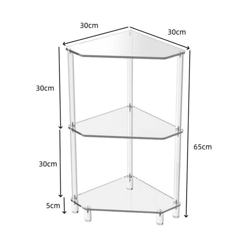 Polygonal 3-Tier Acrylic Wall Corner Table For Living Room Kitchen Bathroom Storage, YX140
