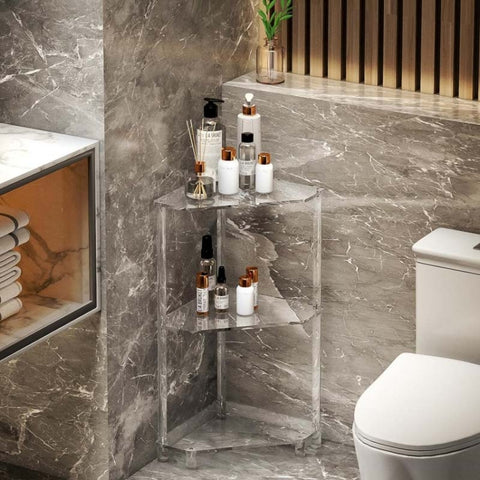 Polygonal 3-Tier Acrylic Wall Corner Table For Living Room Kitchen Bathroom Storage, YX140