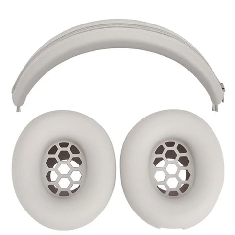 For Beats Studio Pro Headphones Silicone Ear Cushion + Headband Cover Set, Set Black, Set Beige, Set Red, Set Deep Blue