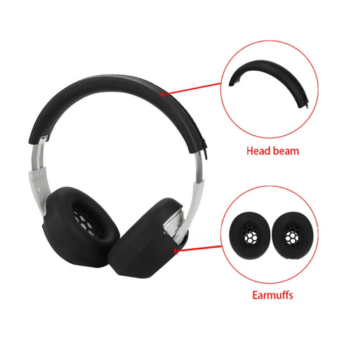 For Beats Studio Pro Headphones Silicone Ear Cushion + Headband Cover Set, Set Black, Set Beige, Set Red, Set Deep Blue