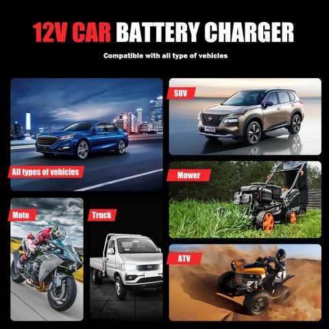 FOXSUR 12V8A SUV Car Motorcycle Intelligent Repair Type Lead-acid Battery Charger, EU Plug, US Plug, UK Plug