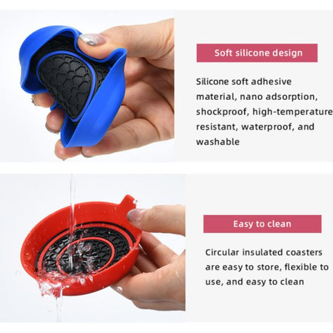 Car Bowl-shaped Non-slip Heat-insulating Double-ring Water Coaster, Black, Red, Gray, Pink, Blue, Yellow, White, Purple