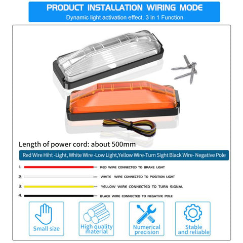 2pcs 28LED Bi-Color High Brake Tail Lights Turn Signal Lights For Sweeper / RV / Van / Truck Modification