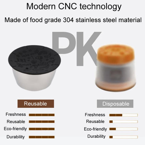 For Dolce Gusto Coffee Maker Stainless Steel Reusable Coffee Capsule Shell, Capsule+Brush And Scoop, Capsule+40mm Powder Hammer+Brush And Scoop