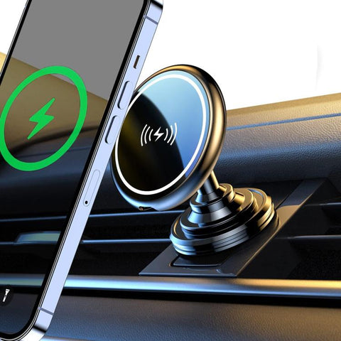 15W Car Magnetic Wireless Charging Phone Holder Alloy Base, Adhesive Black, Adhesive Silver, Air Outlet Black, Air Outlet Silver