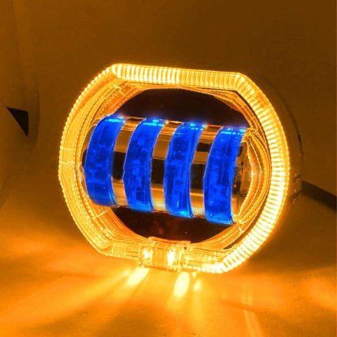 Motorcycle Electric Vehicle General Modification LED Headlight 4 Beads Double Lens Lamps, White Aperture+Red Devil Eye, Red Aperture+Red Devil Eye, Blue Aperture+Red Devil Eye, Ice Blue Aperture+Red Devil Eye, Green Aperture+Red Devil Eye              ...