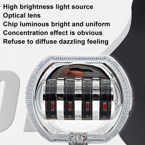 Motorcycle Electric Vehicle General Modification LED Headlight 4 Beads Double Lens Lamps, White Aperture+Red Devil Eye, Red Aperture+Red Devil Eye, Blue Aperture+Red Devil Eye, Ice Blue Aperture+Red Devil Eye, Green Aperture+Red Devil Eye              ...