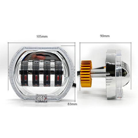 Motorcycle Electric Vehicle General Modification LED Headlight 4 Beads Double Lens Lamps, White Aperture+Red Devil Eye, Red Aperture+Red Devil Eye, Blue Aperture+Red Devil Eye, Ice Blue Aperture+Red Devil Eye, Green Aperture+Red Devil Eye              ...