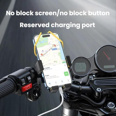 Bicycle and Motorcycle Phone Holder with Hidden Silicone Strap, Handbar, Rearview Mirror