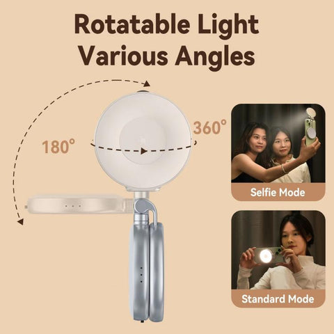 TELESIN S5-BGD-01 Mini Phone Magnetic Beauty Replacement Light Tri-Color Temperature Portable Selfie Mirror Rotating Stretching Pocket Lamp, Silver, Black