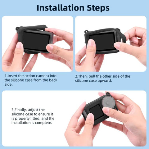 For DJI Osmo Action 3 / 4 / 5 Pro Flymile Silicone Cover Sport Camera Lens Drop Cases