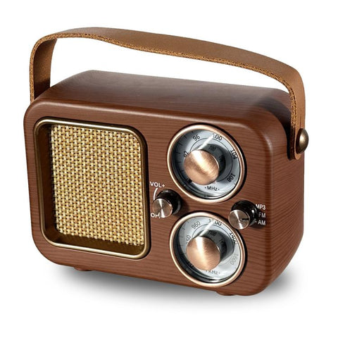 Retro Multifunctional Radio Bluetooth Speaker Handhled Audio Decoration Ornament, Wave Pattern, Horizontal Stripes, Woven Surface, Vertical Grid