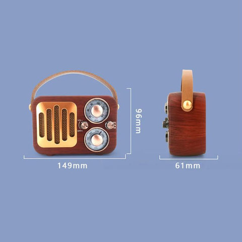 Retro Multifunctional Radio Bluetooth Speaker Handhled Audio Decoration Ornament, Wave Pattern, Horizontal Stripes, Woven Surface, Vertical Grid