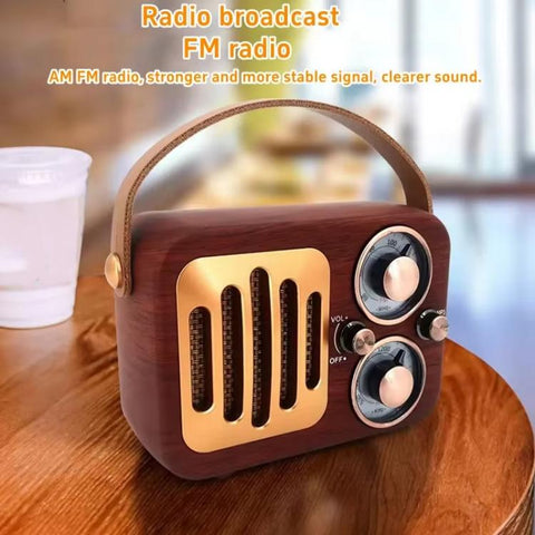 Retro Multifunctional Radio Bluetooth Speaker Handhled Audio Decoration Ornament, Wave Pattern, Horizontal Stripes, Woven Surface, Vertical Grid