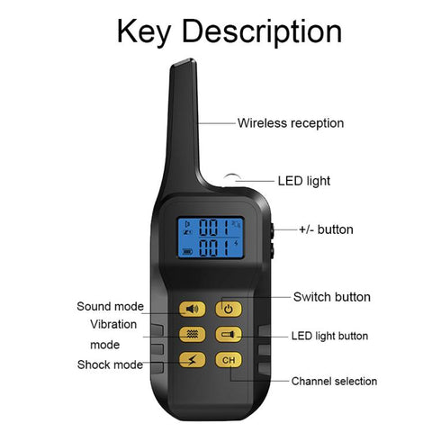 T720 1000m Pet Intelligent Electric Shock Remote Control Dog Training Device, Yellow Remote, Red Remote