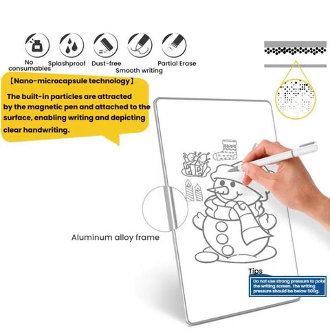Nano-Microcapsule Magnetic Whiteboard Drawing Draft Writing Board, A3 20 Inches, A4 16 Inches, A5 11 Inches